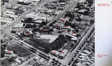 Image, Ballarat School of Mines Aerial View with Dates of Buildings, 1976