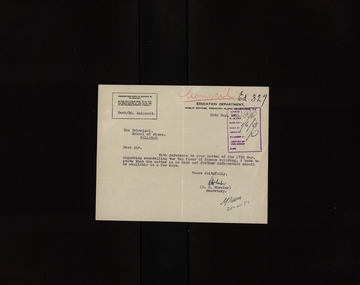 Correspondence - Education Department, Victoria, SMB: Remodelling top floor of Museum Building, 30/05/1951