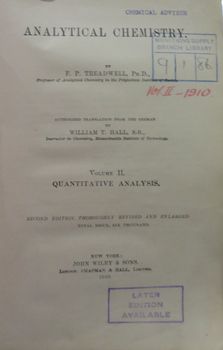 Cover page of book with stamp Later Edition available.