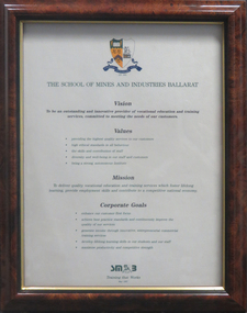 Document, Ballarat School of Mines Vision and Mission Statement, 1997, 05/1997
