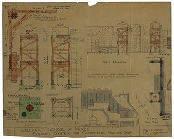 Architectural Drawing, Ballarat School of Mines: Exhaust System for Carpenter's Machine Shop, 1948