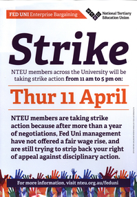 Poster, National Tertiary Education Union: Fed Uni Enterprise Bargaining, April 2019, 2019