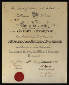 framed certificate