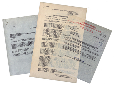 Document, Letter on Commonwealth Reconstruction Training Scheme Letterhead, 1957, 1957