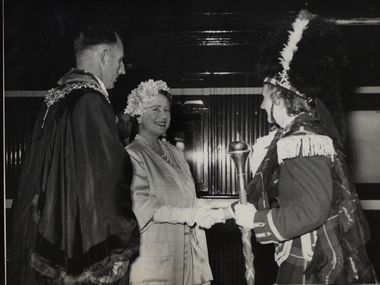 Drum Major Margaret McWilliam Meeting Queen Mother
