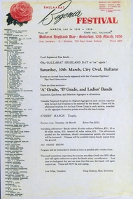 Ephemera - Leaflet, Leaflet about Ballarat Highland Day, 1956, 1956