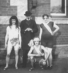 Photograph - black and white, Ballarat School of Mines Students ready for the Procession, 1924, 1924