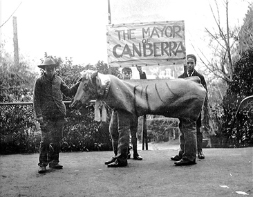 Photograph - black and white, Ballarat School of Mines Students ready for the Procession