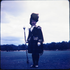 Photograph - slide transparency, Drum Major of the Ballarat Ladies' Highland Pipe Band, 1960