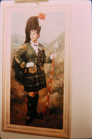 Photograph - Photograph - slide transparency, Painting of Ballarat Ladies' Highland Pipe Band Drum Major Margaret Bennett, c1954