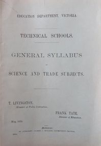 Book, Technical Schools General Syllabus of Science and Trade Subjects, 1915, 05/1915