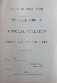 Book, Technical Schools General Syllabus of Science and Trade Subjects, 1915, 05/1915