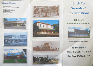 Programme, 'Back to Smeaton Celebrations' 175 Years of Settlement of Smeaton, 2013, 10/2013