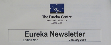 Ephemera, Norm D'Angri, Eureka Newsletter, Edition No 1, January 2003, 01/2003