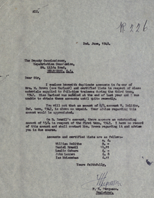 Letter, Repatriation accounts due, 2/6/1948