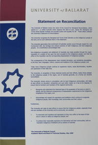 Document, University of Ballarat Statement on Reconciliation, 1999, 05/1999