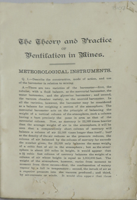 Booklet, The theory and practice of ventilation in mines