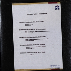 Photograph Album, University of Ballarat Conferring Ceremonies, 1997, 1997