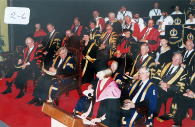 Photograph, Installation of Emeritus Professor Geoffrey Blainey, AO as Foundation Chancellor of the University of Ballarat, 1994, 02/12/1994