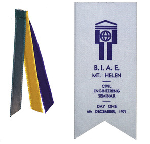 Objects, Pamphlet and Ribbons from Fourth Annual Engineering Seminar, 1971