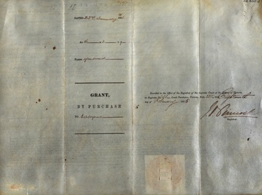 Document, Victoria: Land Purchase, Edward Ager Wynne, 1856, 23 January 1856