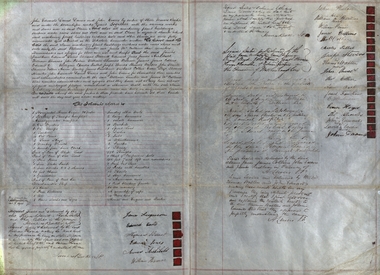 Document, Transfer of Ownership of Prospecting Quartz Claim, under a Grant from the Ballarat Mining Board, 6 February 1860, 1860