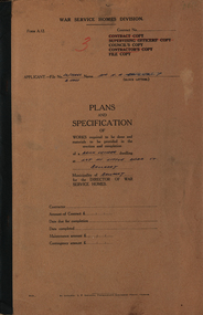 Booklet and Plans, Plans and Specification of Works ... at Lot 111 Little Dodd St, Ballarat, c1961