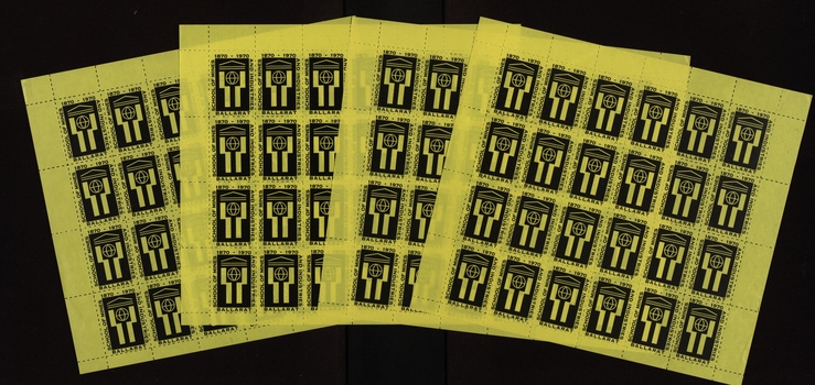 ellow and black stamp to celebrate the centenary of the Ballarat School of Mines