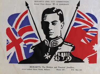 Artwork - Print, B. Sargeant, Bickart's Lino Cut Competition Second Prize Winner Artwork, 1940
