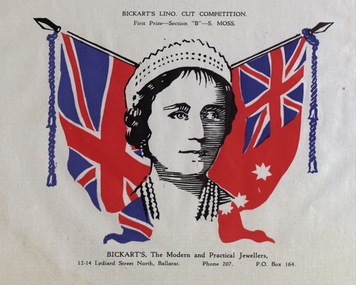 Artwork - Print, B. Sargeant, Bickart's Lino Cut Competition First Prize Winner Artwork, 1940