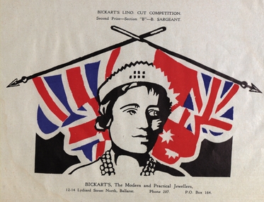 Artwork - Print, B. Sargeant, Bickart's Lino Cut Competition Second Prize Winner Artwork, 1940
