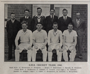 Photograph - Black and White, Ballarat School of Mines Cricket and Athletic Team, 1940, 1940
