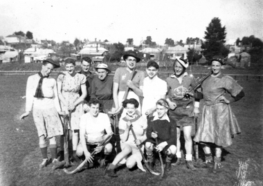 Photograph - Black and White, Ballarat SChool of Mines Hockey - Boys versus Girls