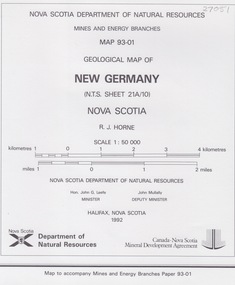Map - Geological, New Germany Nova Scotia, Geological Map 93-01