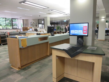 Photograph - Colour, Julia Walsh, Front Desk at the E. J. Barker Library, Mount Helen Campus, Federation University Australia, 2020, 2020