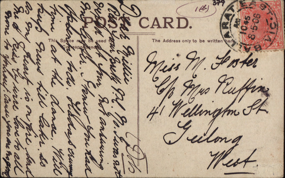 Colour postcard showing two buildings in the Ballarat School of Mines