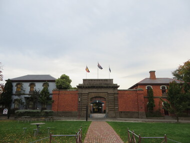 Brick and bluestone entrance gate to the former Ballarat Gaol