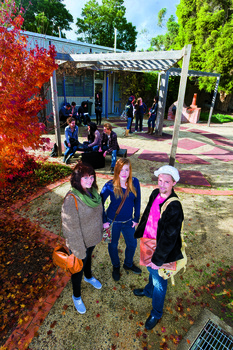 Students in a coutyard