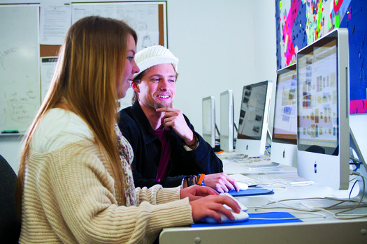 Two students in a computer laboratory