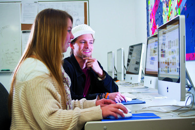 Two students in a computer laboratory