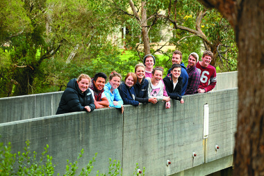 Eleven students on the Mount Helen Walkway