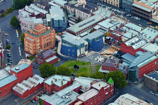 Aerial photograph of a univesity campus in central Ballarat