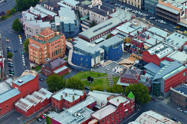 Aerial photograph of a univesity campus in central Ballarat