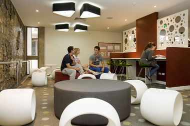 Students in the E.J. Barker Library