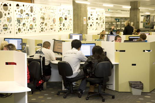 Students at work in the E.J. Barker Library