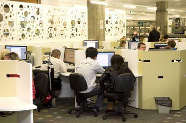 Students at work in the E.J. Barker Library