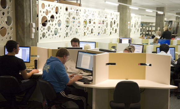 Student working in the E.J. Barker Library