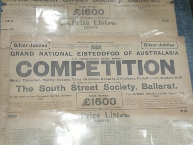 Poster - Newsprint, Ballarat South Street Competitions Poster, 1915
