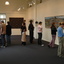 University students at an art exhibition