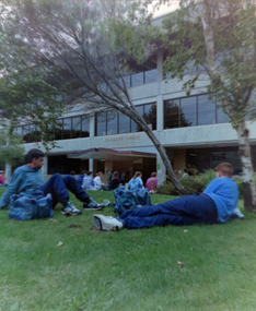 Negative - Transparency, Ballarat University College Students Outside the E.J. Barker Library, 1992